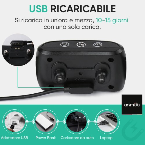 COLLARE Antiabbaio Addestramento Cani Vibrazione Scossa IP67 Regolabile -  The Garage Hub