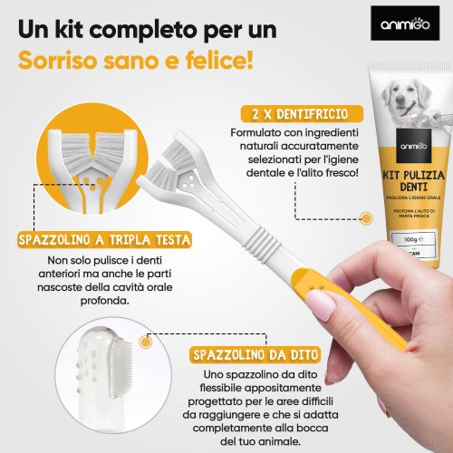 Denti-Care Kit, Dentifricio e Accessori per Cani