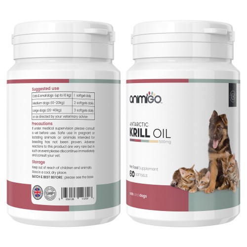 Olio di Krill Capsule Ricche di Omega 3 Per Cani e Gatti Animigo