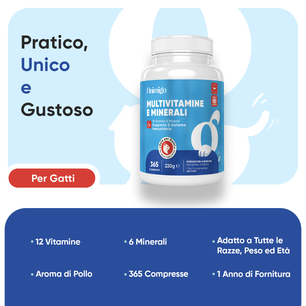 Multivitamine e Minerali per Gatti - 365 Compresse