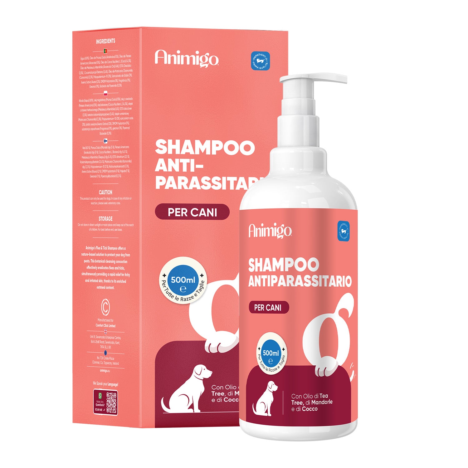 Shampoo antiparassitario per cani 500ml