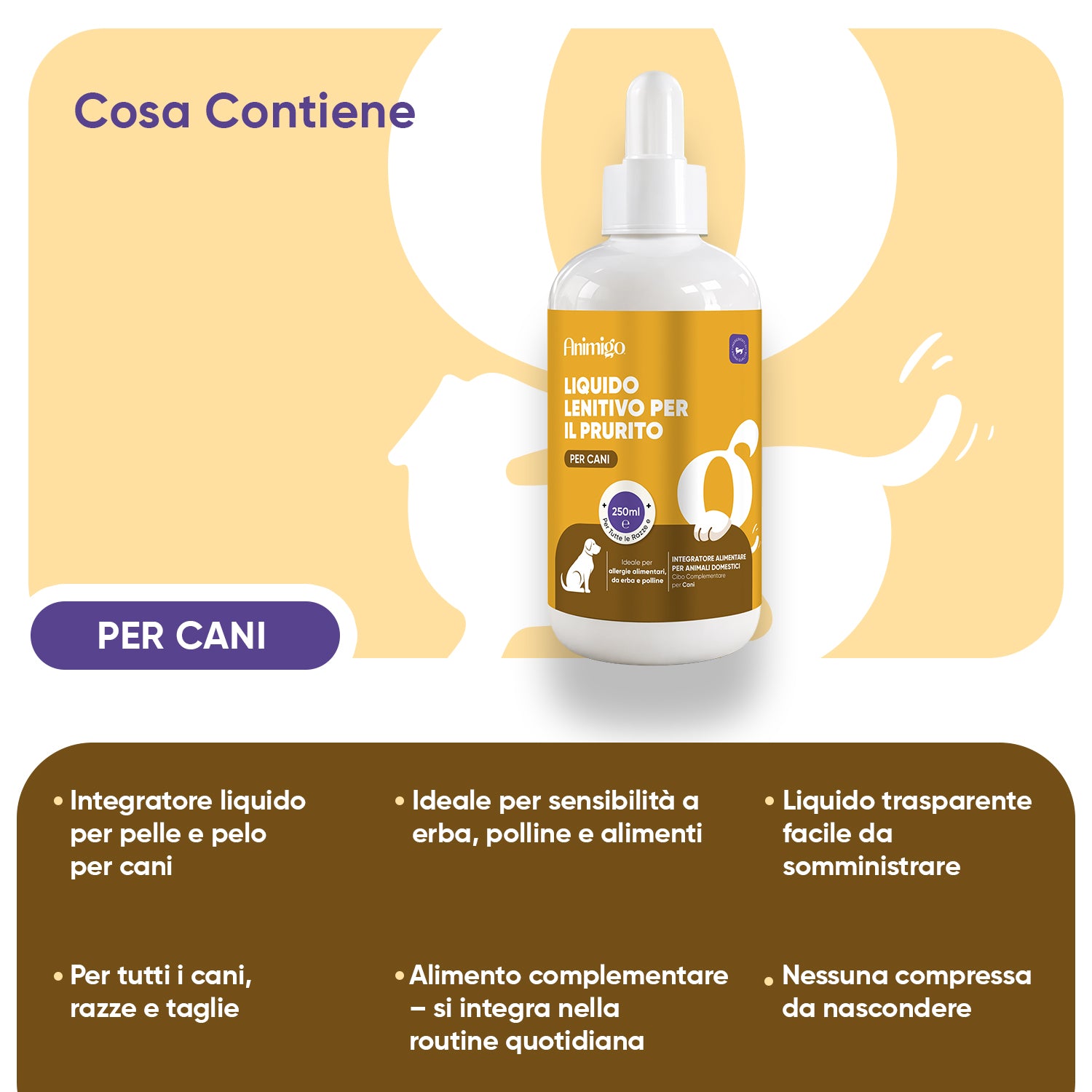 Sollievo dal prurito per cani 250 ml liquido