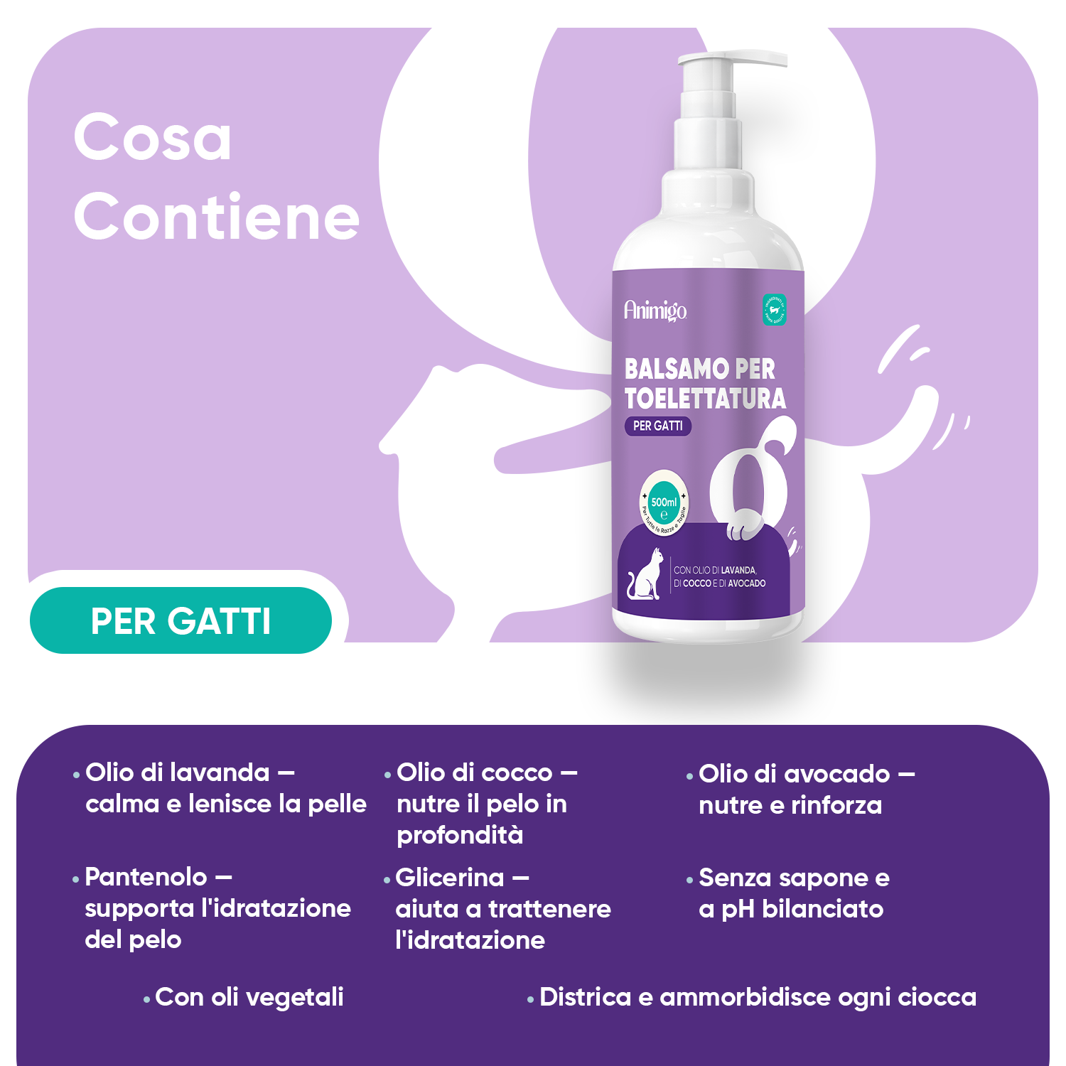 Balsamo per la toelettatura dei gatti 500ml