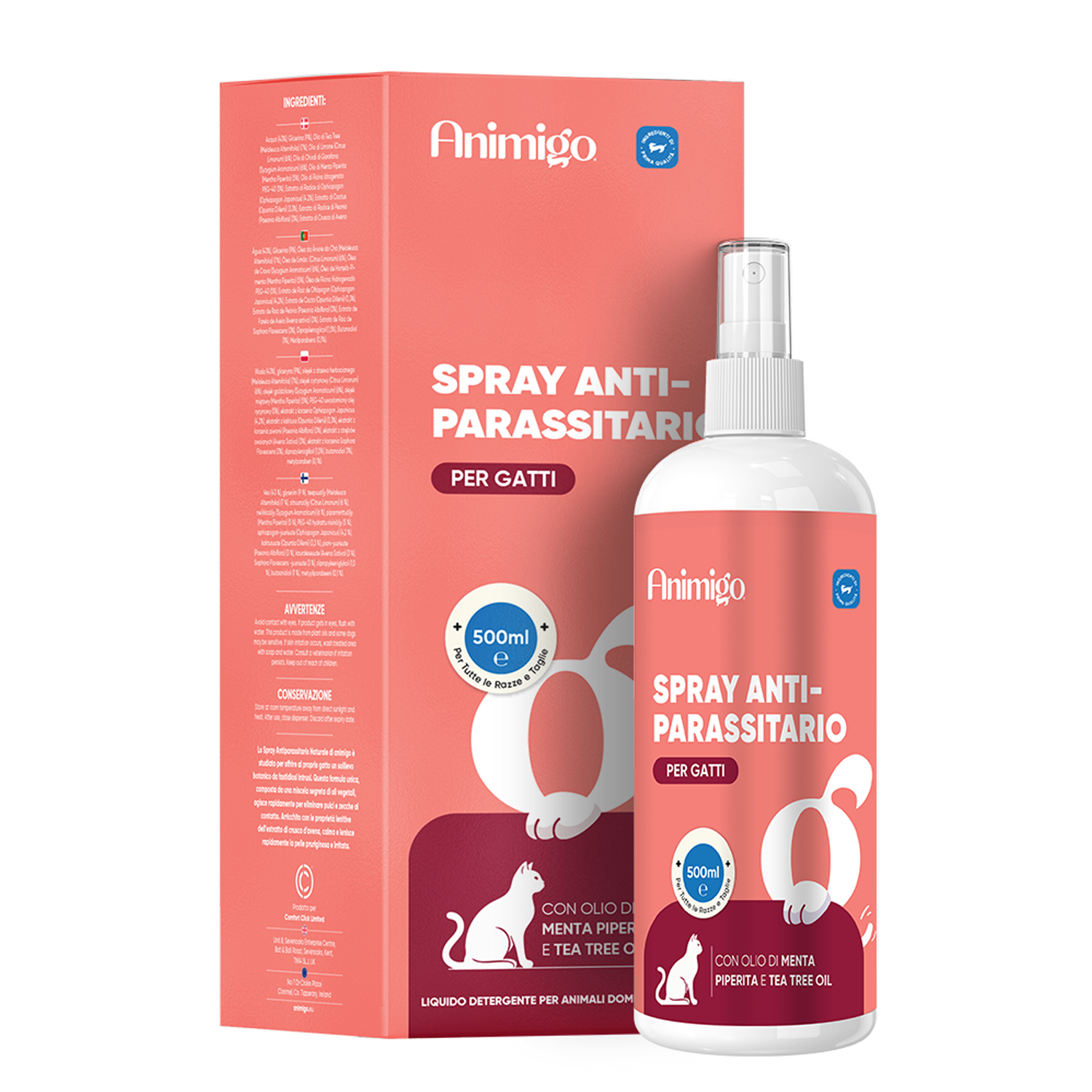 Spray antipulci e antizecche per gatti 500ml
