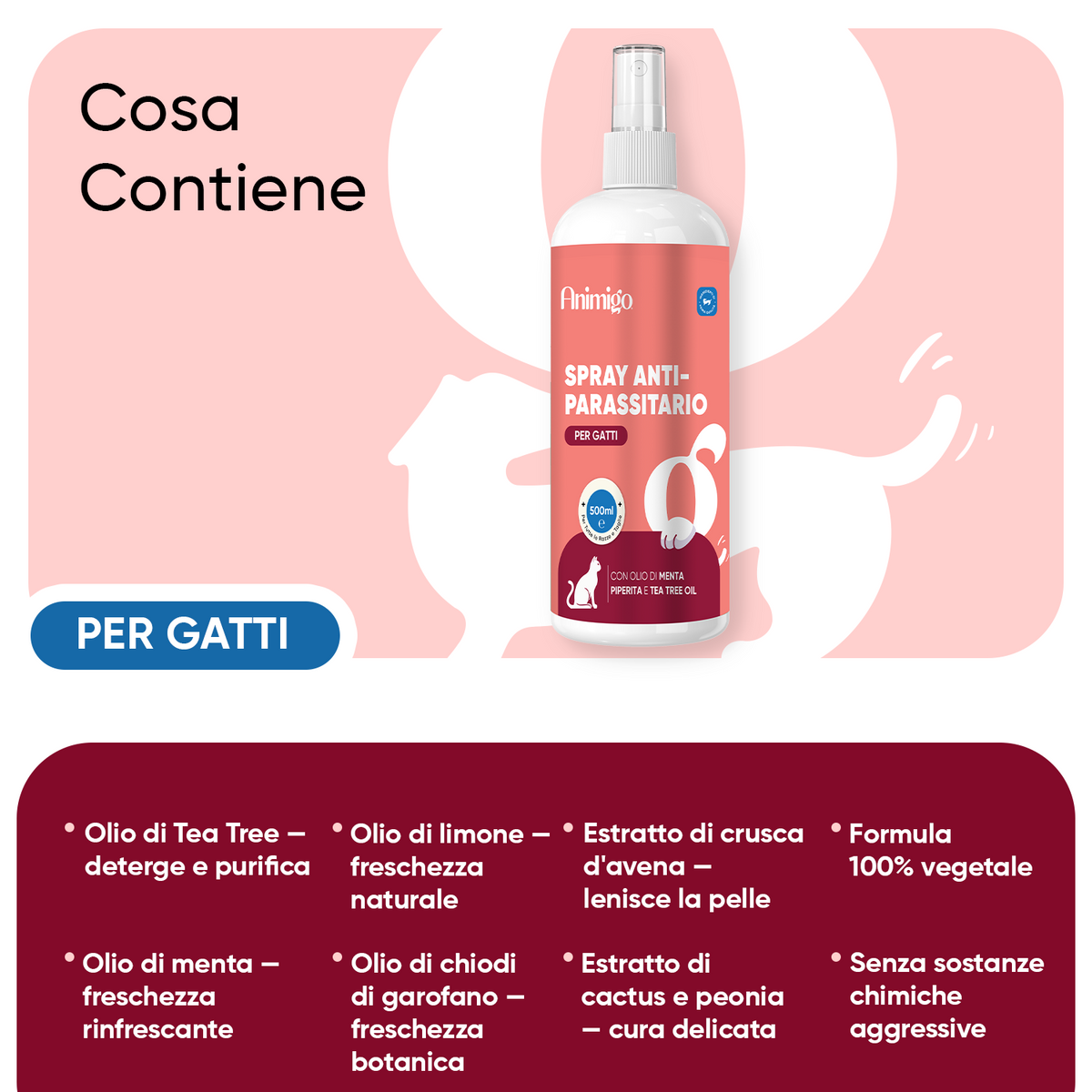 Spray antipulci e antizecche per gatti 500ml