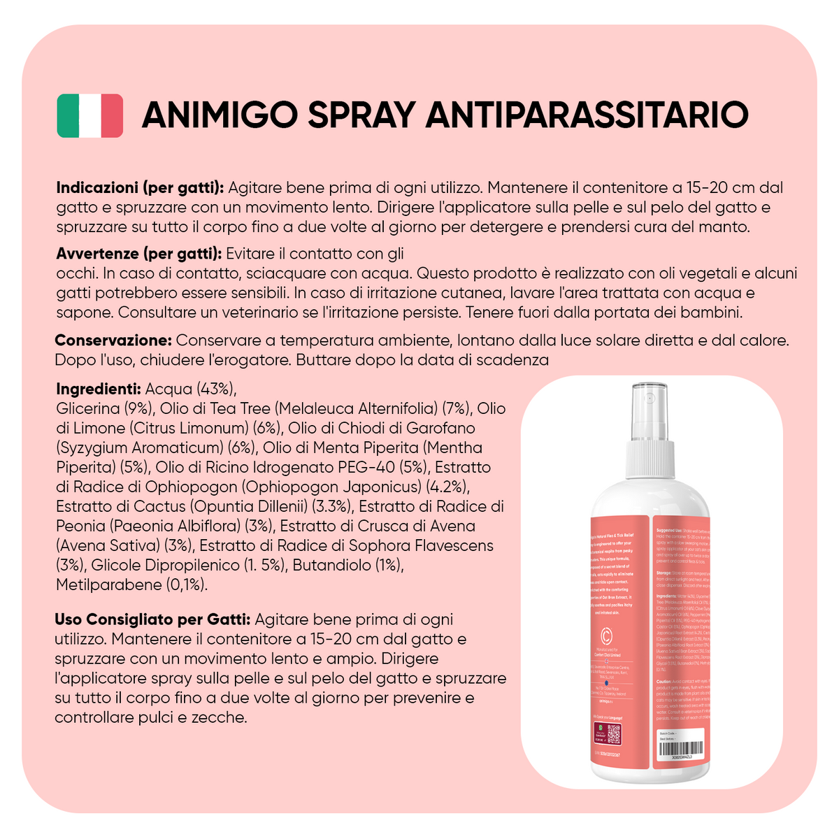 Spray antipulci e antizecche per gatti 500ml