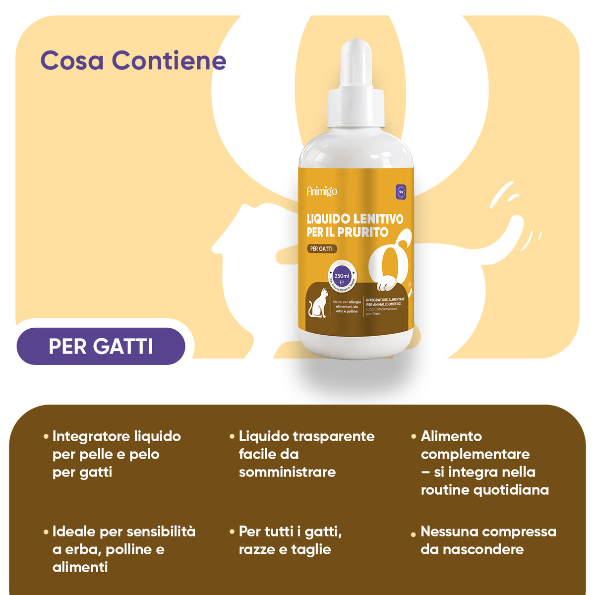 Gocce antiprurito per gatti 250ml Liquido
