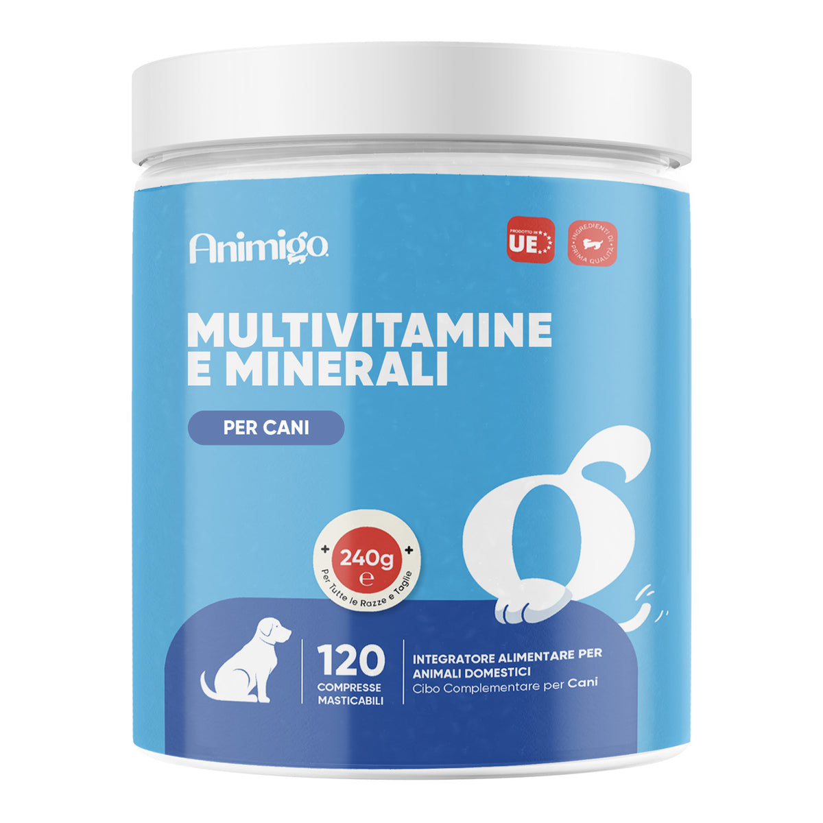 Multivitaminico con minerali per cani, 120 compresse masticabili morbide.