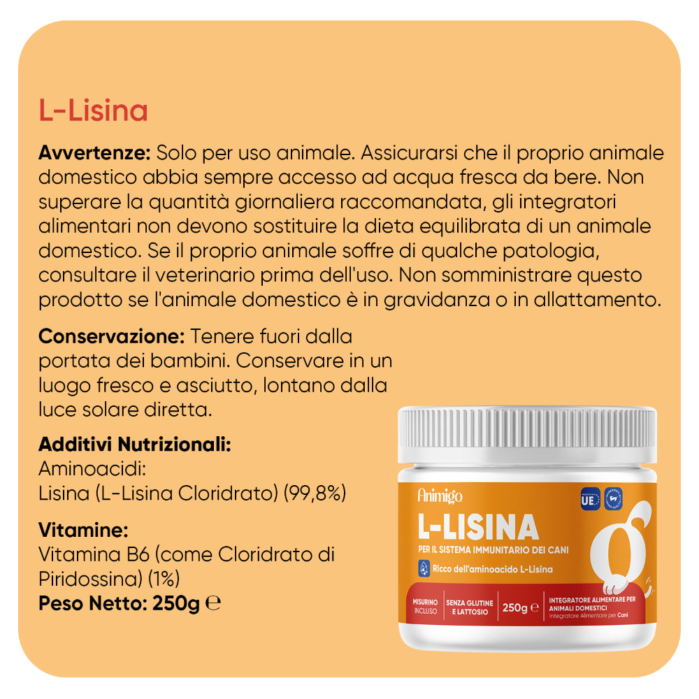 L-lisina per cani, 250 g in polvere
