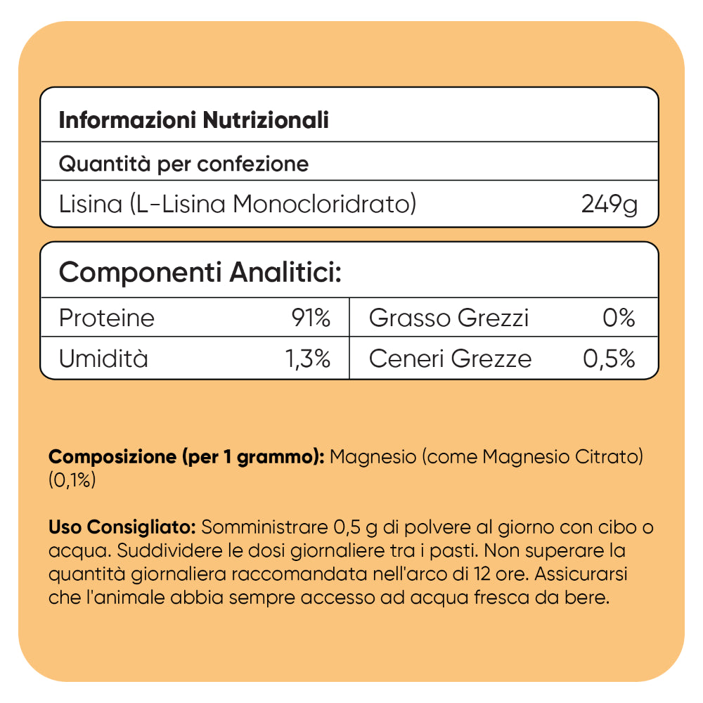 L-lisina per cani, 250 g in polvere